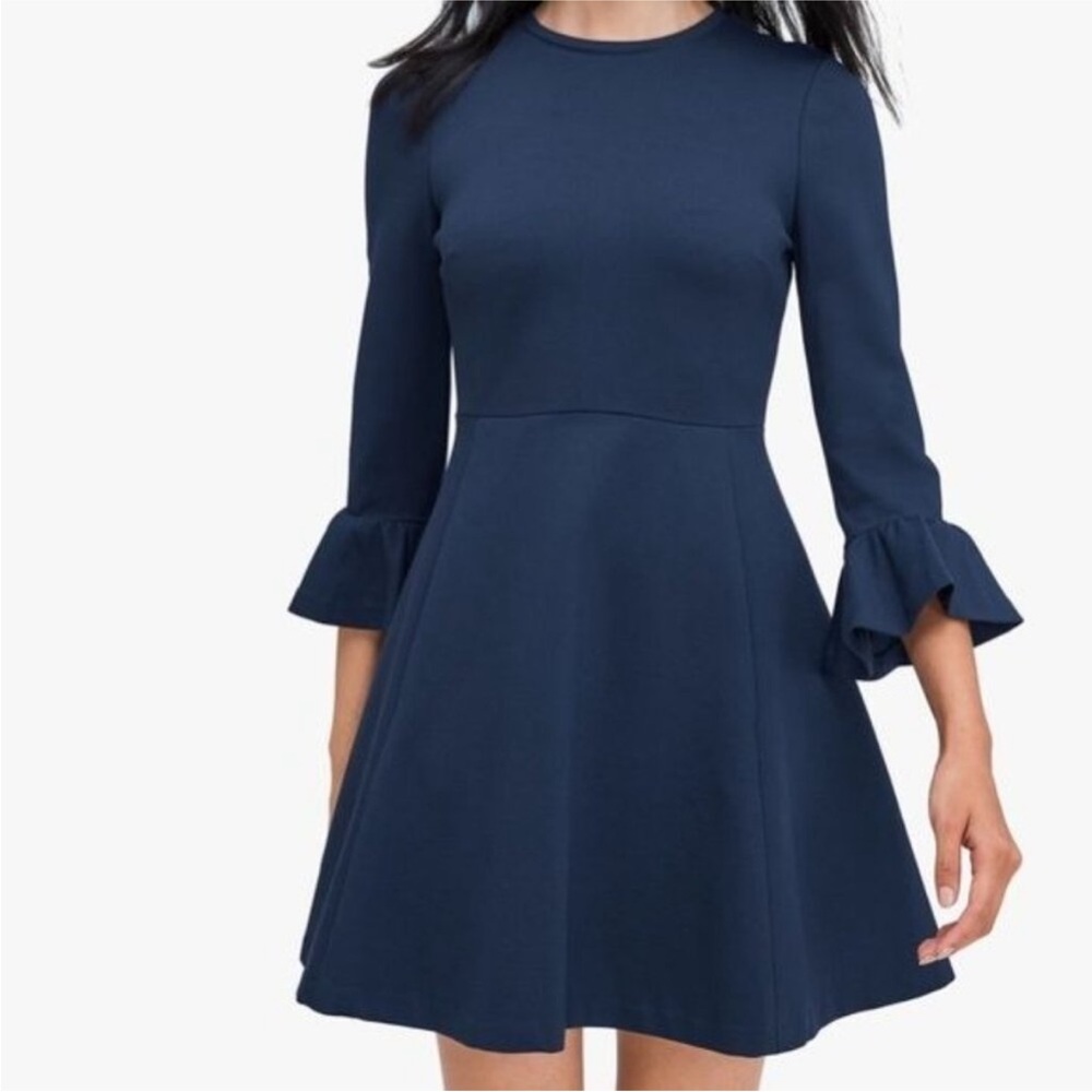 kate spade Navy Blue Midi Dress with Ruffled Sleeves